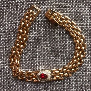 Vintage Louis Stern Goldtone and Rhinestone Bracelet
